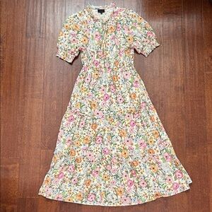 Cottagecore Who What Wear Floral Maxi Dress in Pale Yellow and Pink, Size XS